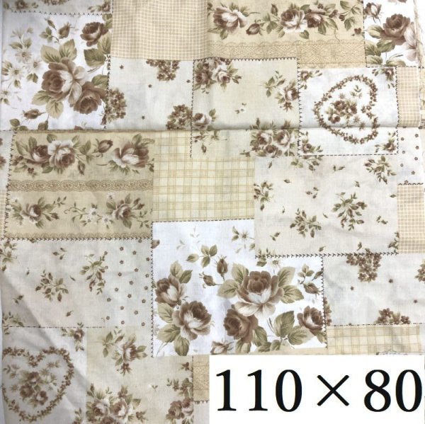 画像1: ルシアン クラシックローズ はぎれ プリント布地 カントリー 花柄 ベージュ 110×80 (1)