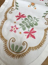 画像2: ビンテージ布　カロチャ刺繍　ハンガリー　テーブルマット　楕円　57×28