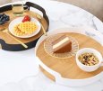 画像1: おしゃれな円形ティートレイ　朝食トレイ　ディスプレイトレイ　白 (1)