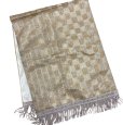 画像1: テーブルランナー　寿字　壽字　正絹　シルク敷物　金糸　絹100% 37×104cm (1)