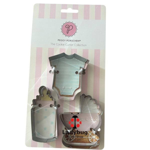 画像1: ペギーポーション　PEGGY PORSCHEN　クッキー型　クッキーカッター　出産祝い　哺乳瓶　乳母車　ロンパース (1)