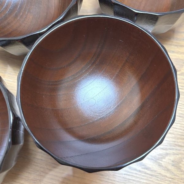画像4: 木製　汁椀　5個セット　味噌汁　吸い物　雑煮 (4)