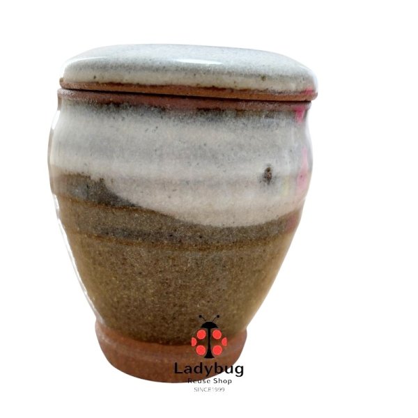 画像1: 蓋付き壺　梅干し用つぼ　蓋付き　やきもの　つぼ　グレー (1)