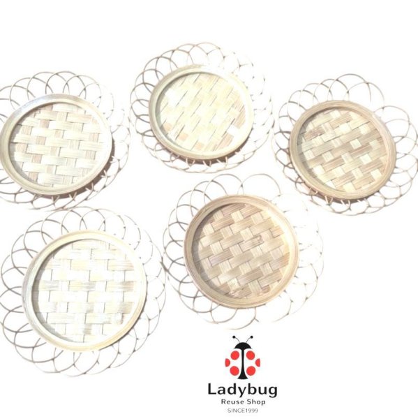 画像1: 昭和レトロ　竹　茶托　バンブーコースター　5枚セット (1)