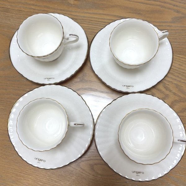 画像2: UNGARO MAEHATA　前畑陶器　コーヒーカップ&ソーサー　金装飾　4客セット (2)