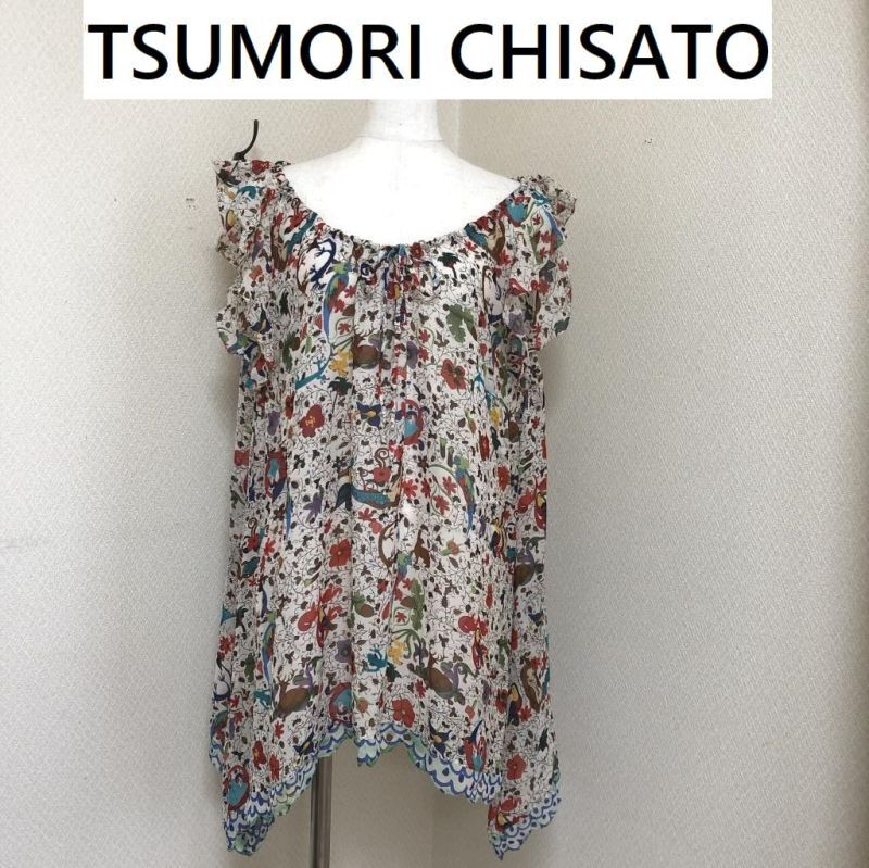 TSUMORI CHISATO ツモリチサトガーデンプリントシルクブラウス www