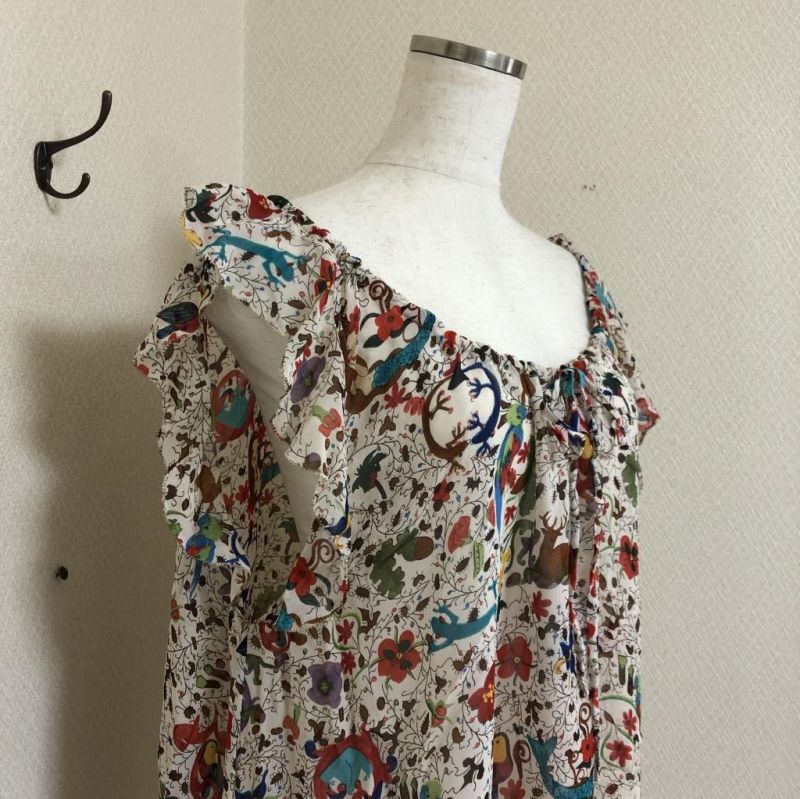 TSUMORI CHISATO ツモリチサトガーデンプリントシルクブラウス www