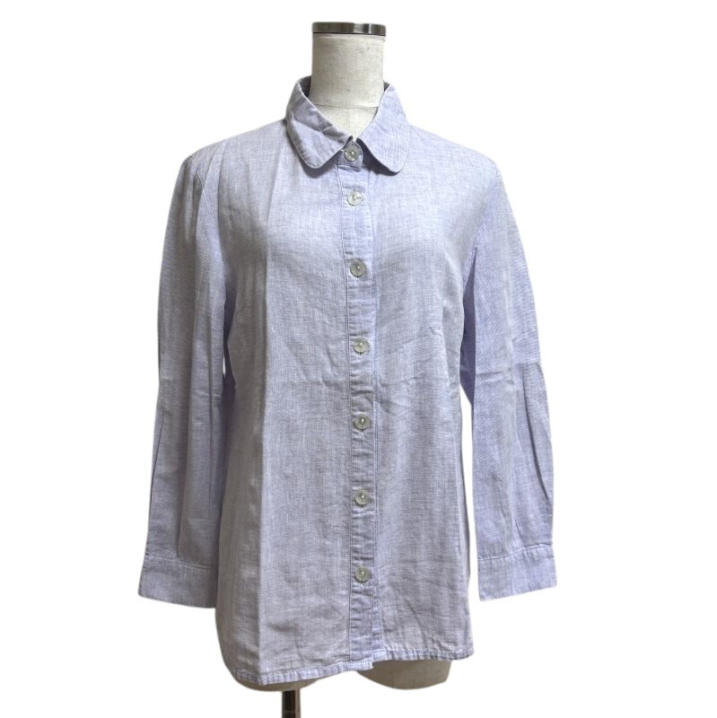 COMODORE　レディース　綿麻シャツ　長袖　リネンシャツ　水色　M