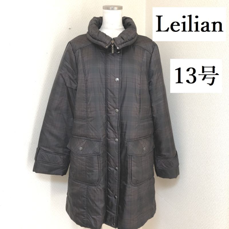 レリアン Leilian コート ダウン フード 9 茶 ブラウン