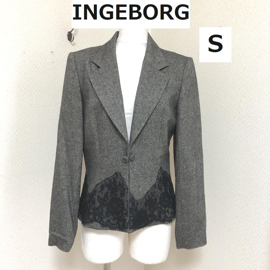 INGEBORG(インゲボルグ)　ツィード　シングルテーラードジャケット　グレー