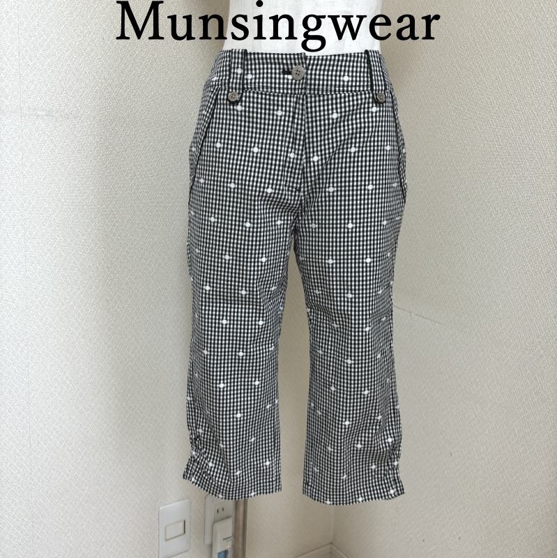Munsingwear [マンシングウェア]　レディースゴルフウェア　クロップドパンツ　　夏　ブラック　ホワイト　ギンガムチェック　ドット 9号